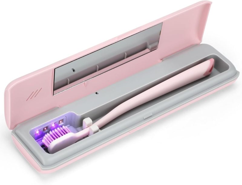YourMate Toothbrush Sanitizer Case Travel Toothbrush Covers Case for Houshold and Traveling Power by AA Battery or USB-C
