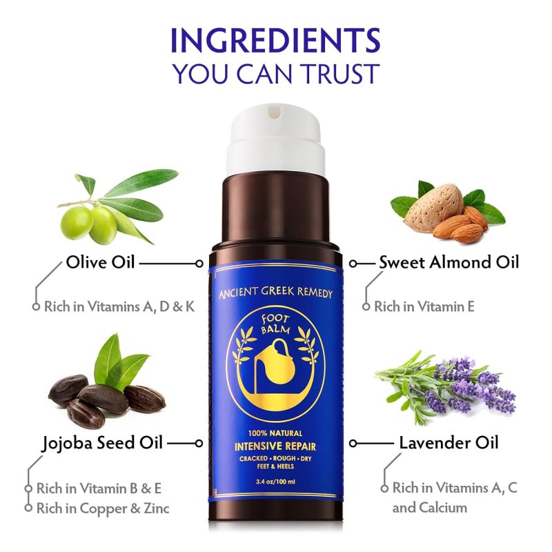 Ancient Greek Remedy Body Oil - Organic After Shower Face Oil & Body Moisturizer for Dry Skin - Almond, Jojoba, Olive, Lavender, Vitamin E Oils - Natural Clean Facial Skincare for Women & Men 4 oz 