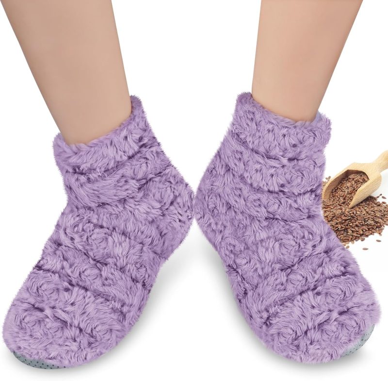 REVIX Microwavable Booties and Hot Feet Warmers for Women & Men, Heated Foot Warmer with Flaxseed Moist Heat Therapy for Cold Feet, 