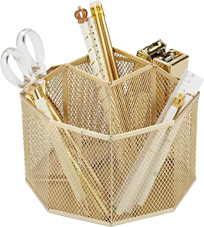 Mesh Desk Organizer, Gold, Pen Holders Organizers, Desk Pencil Organizer, Pen Holder, Pencil Holder 
