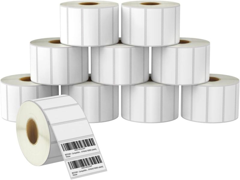 【15600 Labels/12 Rolls】 3-Proof 1" Core Labelebal 2" x 1" Direct Thermal Label (51mm x 25mm) Multipurpose Shipping Address Barcodes Labels Compatible for Zebra & Rollo Desktop Label Printer 