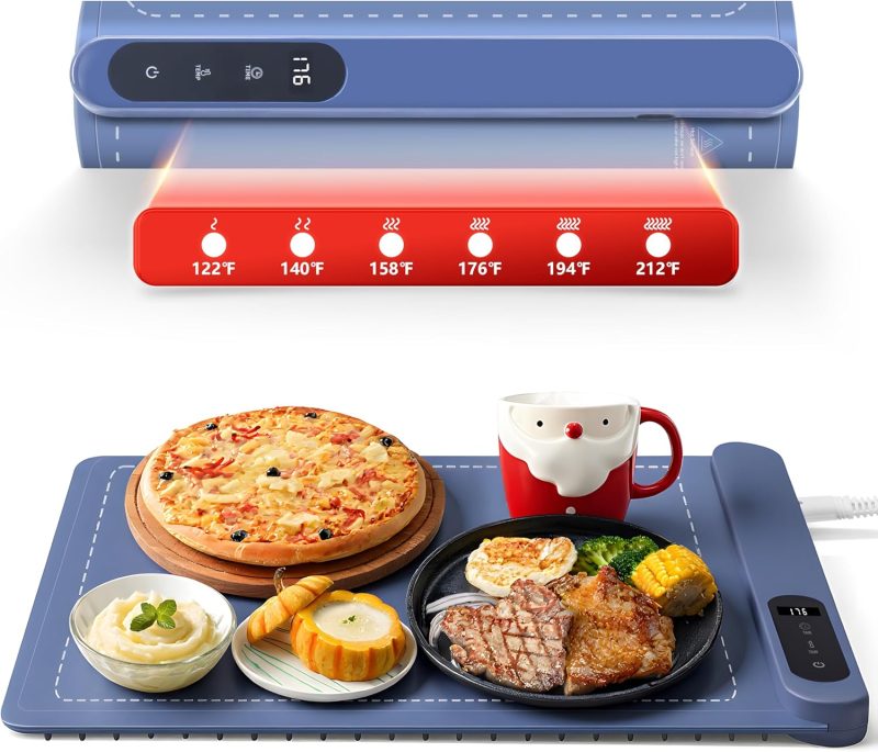 Warming Mat for Food, Food Warmer with 4 Level Adjustable Temperature, Full Surface Heating, Rollable & Portable Food Warming Mat，Electric Warming Tray for Buffets Party and Home Daily Use 