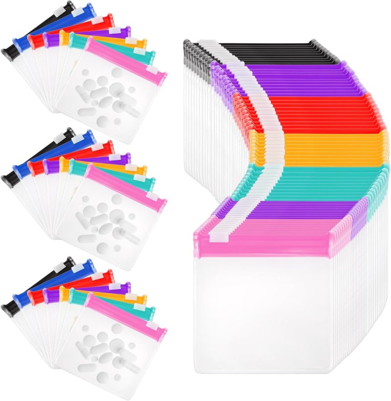 Sherr 35 Pcs Pill Pouch Bags Zippered Pill Pouch Set Reusable Translucent Medicine Organizer Self Sealing Medicine Organizer Travel Plastic Bags with Slide Lock for Storage(Classic,Classic Colors) 