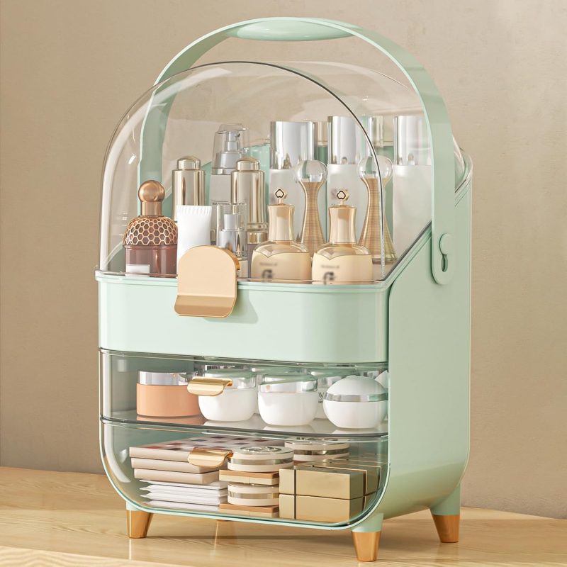 Makeup Organizer Countertop, Skincare Holder Bathroom Counter Organizer, Storage Box Cosmetic Display Cases, Teen Girl Gifts Make up Organizers for Vanity, Dresser
