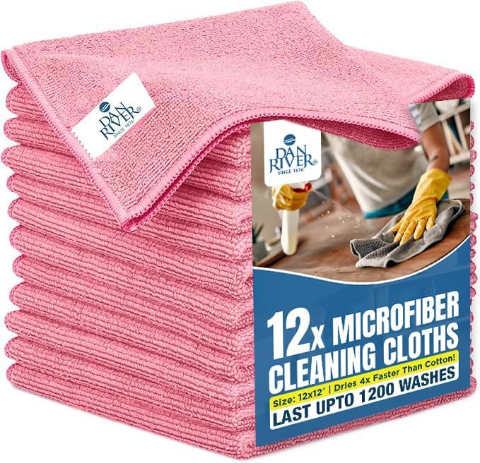 SIFANGKE Microfiber Cleaning Cloth, 12 Pack Assorted Color Cleaning Rags for Housekeeping, Colorful Reusable Microfiber Towels for Car, Kitchen, Bathroom and Household Cleaning Supplies, 11.8"X11.8"