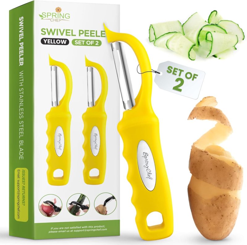 Spring Chef Premium Swivel Vegetable Peeler, Soft Grip Handle and Ultra Sharp Stainless Steel Blades - Perfect Kitchen Peeler For Veggie, Fruit, Potato, Carrot, Apple 