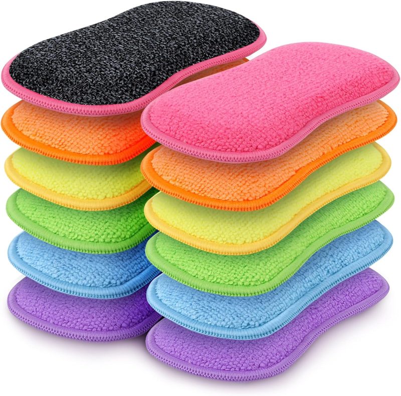 Multi-Purpose Sponges Kitchen by Scrub-it - Non-Scratch Microfiber sponges for Cleaning, Along with Heavy Duty Scrubbing Power - Reusable Dish Sponge for Dishes, Pots and Pans