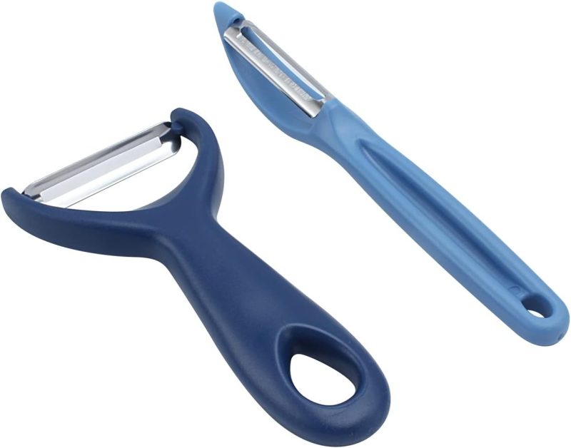 Spring Chef Vegetable Peelers for Kitchen - Stainless Steel Swivel, Y & Julienne Peelers, Potato Peelers with Soft Grip Handles, Kitchen Utensils Set of 3 for Fruits, Veggies, Apples, Carrots 