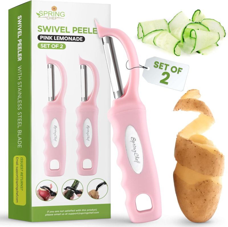 Spring Chef Premium Swivel Vegetable Peeler, Soft Grip Handle and Ultra Sharp Stainless Steel Blades - Perfect Kitchen Peeler For Veggie, Fruit, Potato, Carrot, Apple