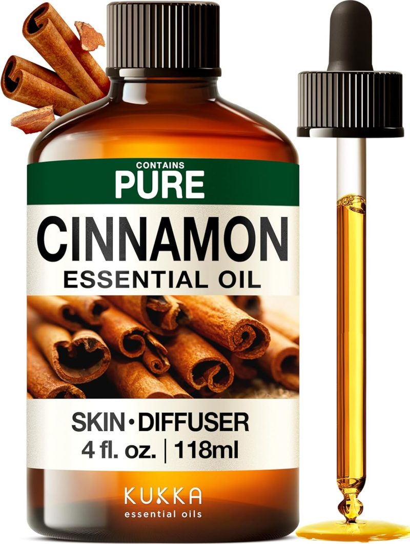 100% Pure Cinnamon Oil - 4 Fl Oz Cinnamon Essential Oil for Hair, Skin, Diffuser, Aromatherapy & DIY Soap Making Scent 