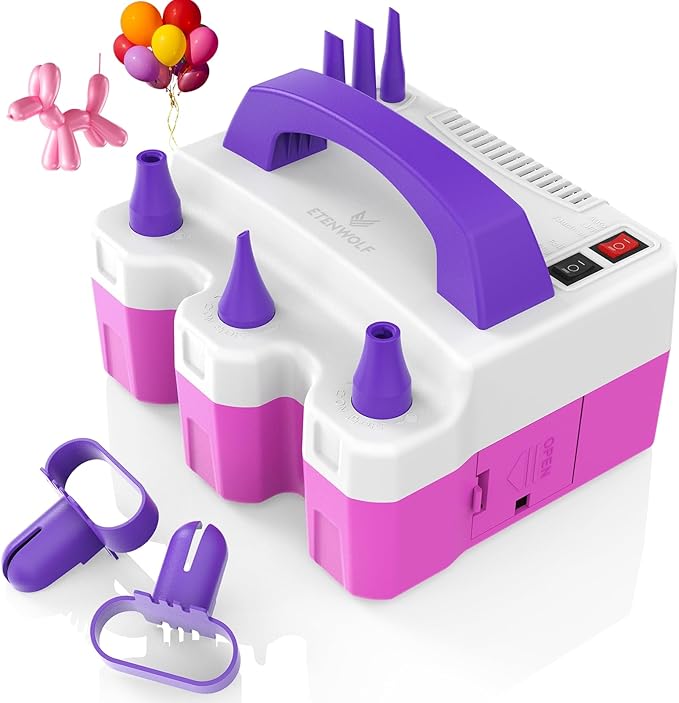 3-in-1 Electric Balloon Pump, Portable Electric Air Pump for All Balloons Inflatables Dual Nozzle Balloon Blower Machine for Latex 260q Foil Balloons 110V AC Inflator Deflator for Inflatable Pool Bed 