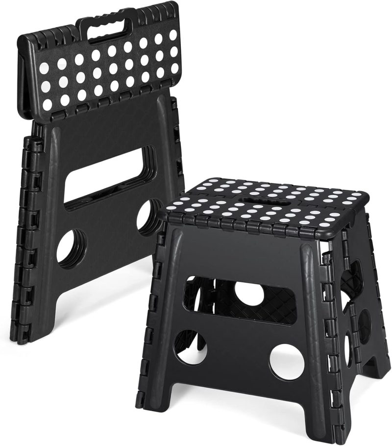 Dyforce Folding Step Stool, 13 Inch Step Stools for Adults and Kids, Compact Foot Stools, Light-Weight Toddler Foldable Step Stool for Kitchen, Bathroom, Holds Up to 300 lbs