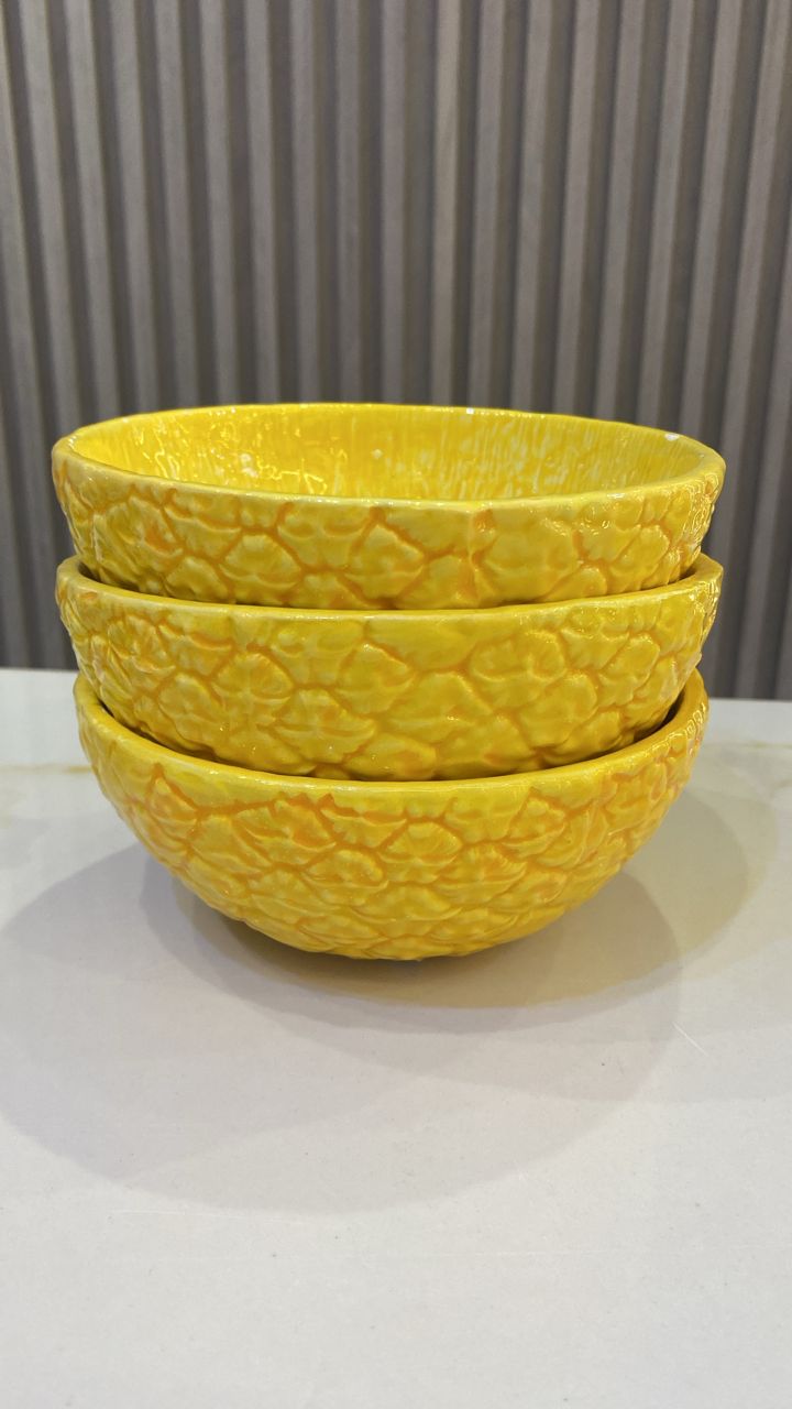 yellow bowl plates glass