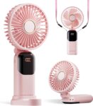 Portable Handheld Fan - Built-in USB Rechargeable Battery - LED Indicator with 5 Speed Modes - Office, Outdoor Activities, Travel Essentials