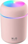 Cool Mist Portable Mini Humidifiers, 300 ml, Quiet USB Personal Desktop Humidifiers with 2 Mist Modes and Auto Shut Off for Bedroom Home (Pink, White)