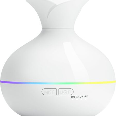 300ML Essential Oil Diffuser, Cool Mist Small Diffuser with Remote Control, 7 Color Changing LED Light, 4 Timer Settings,Waterless Safety Shut Off, for Bedroom, Room, Office
