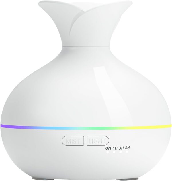 300ML Essential Oil Diffuser, Cool Mist Small Diffuser with Remote Control, 7 Color Changing LED Light, 4 Timer Settings,Waterless Safety Shut Off, for Bedroom, Room, Office