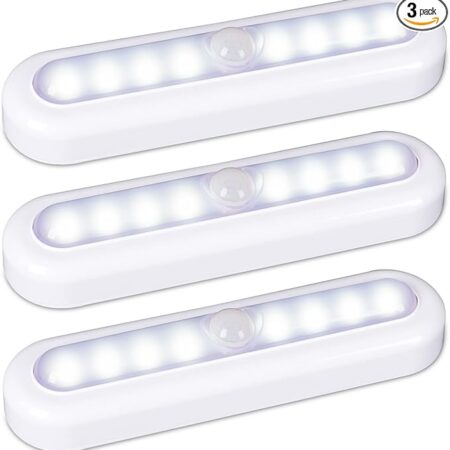 Joyzy 3 Pack Automatic Motion Sensor Closet Lights with Eye-Protection Design, LED Under Cabinet Wireless Lighting, Rechargeable Closet Lightings for Wardrobe Pantry Light