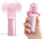 Handheld Fan, Portable USB Rechargeable Mini Fan, Hand Warmer, Battery Operated 4-in-1 Fan, Power Bank, Flashlight Function for Outdoor Office Travel (Pink)