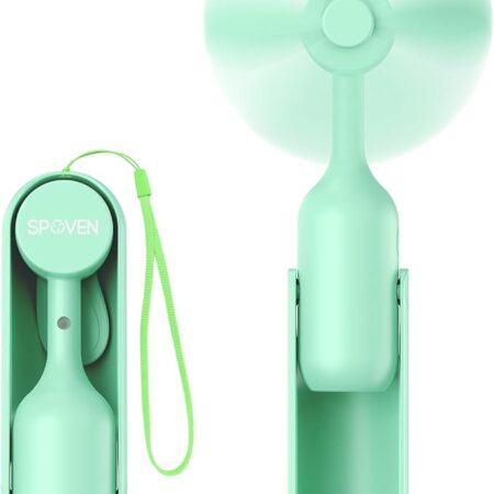 Portable Handheld Fan, Mini Foldable Hand Fan with USB Rechargeable Battery, Small Personal Pocket Fan for Girls, Women, Men, Outdoor, Travel(Green)
