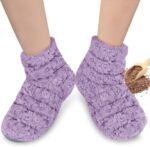 REVIX Microwavable Booties and Hot Feet Warmers for Women & Men,Heated Foot Warmer with Flaxseed Moist Heat Therapy for Foot Ankle, Cold Feet, Purple, S/M