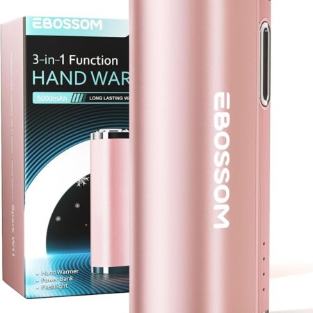 Hand Warmer Rechargeable, 5000 mAh Power Bank 3 in 1 Electric Hand Warmer, Reusable Flashlight Pocket Heater for Outdoor, Hunting, Camping, Spark W11