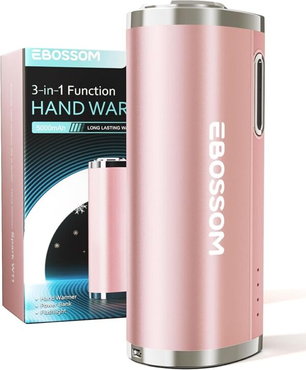 Hand Warmer Rechargeable, 5000 mAh Power Bank 3 in 1 Electric Hand Warmer, Reusable Flashlight Pocket Heater for Outdoor, Hunting, Camping, Spark W11