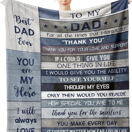 Gift for Dad from Daughter Son, Dear Dad Blanket for Father's Day, Throw Blankets Anniversary Birthday Super Soft Flannel Throw Blankets for Christmas Valentines Day for Bed Couch(50’’x60’’)