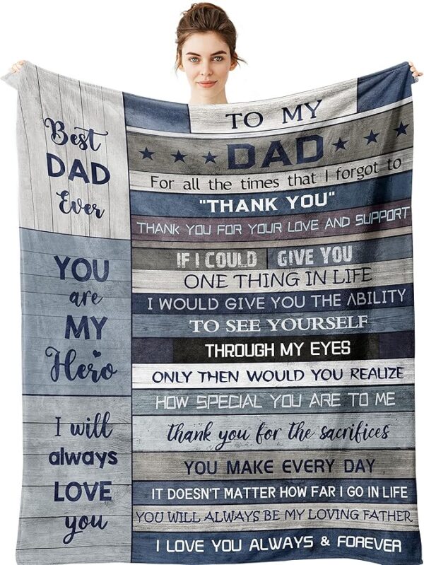 Gift for Dad from Daughter Son, Dear Dad Blanket for Father's Day, Throw Blankets Anniversary Birthday Super Soft Flannel Throw Blankets for Christmas Valentines Day for Bed Couch(50’’x60’’)