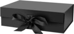 Black Gift Box, 9.5x6x3'' Gift boxes for Presents with Lids Magnetic Closure Rectangle Collapsible for Groomsman Proposal Box, Wedding, Christmas, Halloween, Birthday Gift Packging