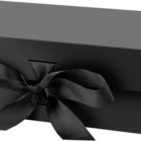 Black Gift Box, 9.5x6x3'' Gift boxes for Presents with Lids Magnetic Closure Rectangle Collapsible for Groomsman Proposal Box, Wedding, Christmas, Halloween, Birthday Gift Packging