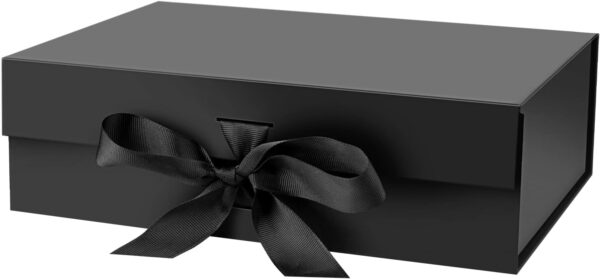Black Gift Box, 9.5x6x3'' Gift boxes for Presents with Lids Magnetic Closure Rectangle Collapsible for Groomsman Proposal Box, Wedding, Christmas, Halloween, Birthday Gift Packging