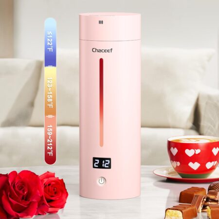 CHACEEF Travel Kettle 𝐔𝐩𝐠𝐫𝐚𝐝𝐞𝐝, Portable Electric Kettle, 350ml Small Electric Kettle with 5 Variable Presets, 304 Stainless Steel Hot Water Boiler with Auto Shut-Off & Boil Dry Protect, Pink