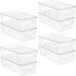 Vtopmart 4 Pack Large Stackable Storage Drawers,Easily Assemble Acrylic Bathroom Closet Undersink Organizers and Storage,Plastic Bins for Kitchen Cabinets,Pantry,Makeup,Medicine Organization