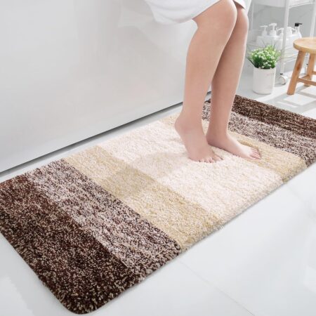 Non Slip Bathtub Mat, Foot Scrubber Anti Slip Fast Drying Shower Mat for Tub, Floor,Bathroom, Home, Kitchen, Hotel, Beige, 24x16 Inches