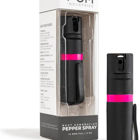 POM Pepper Spray Combo Pack Clip & Keychain - Maximum Strength OC Spray Self Defense- Tactical Compact & Safe Design - 25 Bursts & 10 ft Range - Stream Spray Pattern