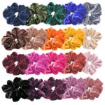 16 Scrunchies for Women - Satin Hair Ties and Bands, Big Ponytail Holders for Thick, Curly Hair, Cute No-Crease Pony Tails, No Damage