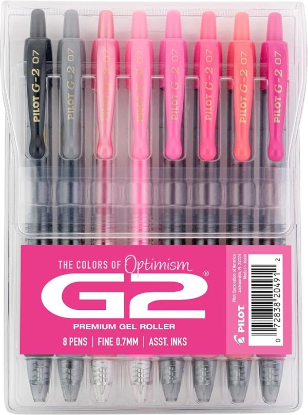 Pilot G2 Premium Gel Pens, Gel Roller Pens, Fine Point 0.7 mm Assorted Colors 8