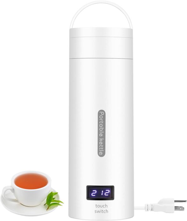 Sekaer Portable Electric Tea Kettle Travel Small Mini Coffee Kettle, with 4 Variable Presets, Personal Hot Water Boiler 304 Stainless Steel with Auto Shut-Off & Boil Dry Protection, SY-618A