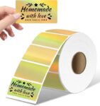 PARLAIM 2”Thermal Label Stickers,Brashed Golden Circle Thermal Labels, Self Adhesive Direct Round Thermal Sticker Label for Name Tag DIY Custom Business- 400PCS(Brashed Glod)