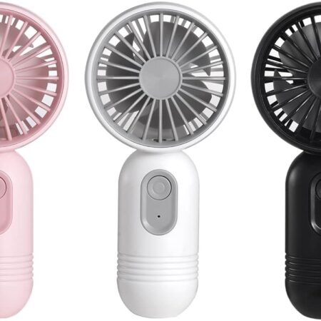 Mini Portable Fan , Cute Handheld Fan Battery Operated Lightweight Small Personal Fans with 3 Speeds and USB Rechargeable Eyelash Fans for Women Men Office Outdoor Travel Camping